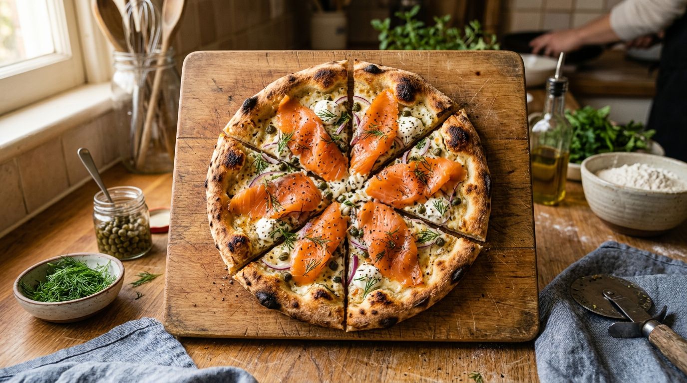 Pizza au saumon fumé
