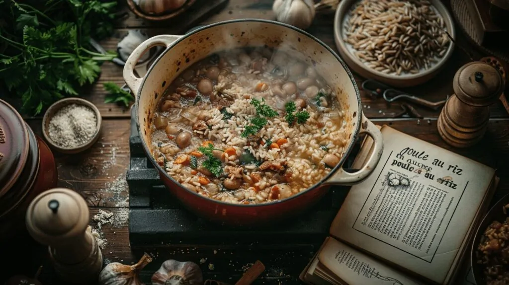 La vraie poule au riz sauce poulette de nos grands-mères