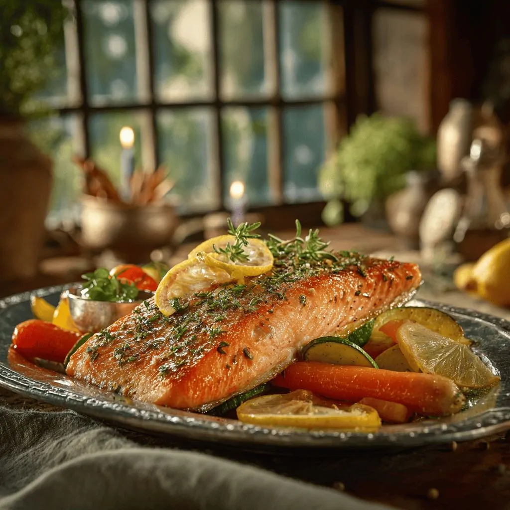 Truite au four dorée avec citron et herbes